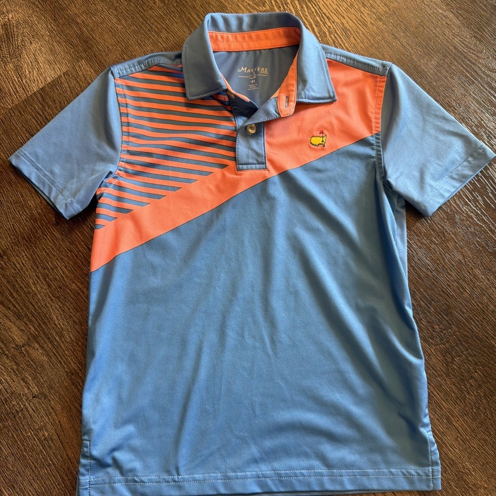 Masters Kids performance polo Blue Orange  embroidered logo 4t